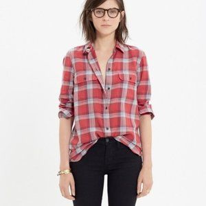 Madewell Plaid Ex-Boyfriend Shirt Cherry Size XS